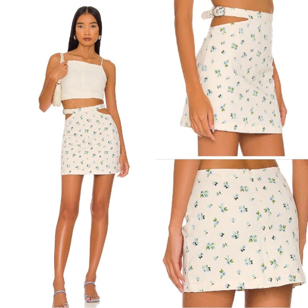 REVOLVE WEWOREWHAT Sexy Denim Cut Out Mini Skirt NWT SIZE Small MSRP $69